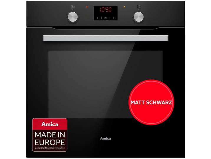 AMICA Backofen, Energieeffizienz: A, schwarz, B:59,5cm H:59,5cm T:57,5cm, Backöfen, Viel Platz, sichere Tür und einfache Reinigung für entspanntes Backen, Backofen