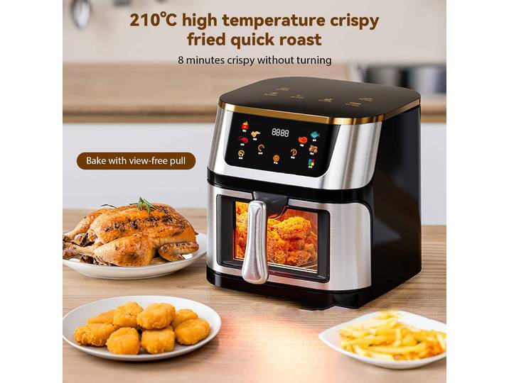 Friteuse à Air de grande capacité 12l, grille-pain, four, écran tactile LED, grande fenêtre visuelle, accessoires inclus, haute Circulation d'air chaud