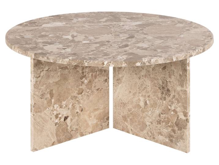 Couchtisch ACTONA GROUP Vega , braun (latte braun), B:90cm H:42cm T:90cm, Tische, Couchtisch, Couchtisch, und V-förmig Gestell matt Latte lackiert Marmor, Ø90x42 cm