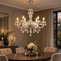 LED Design Kronleuchter Decken-Lampe Pendel- Hänge-Beleuchtung Wohn- Schlaf- Zimmer Chrom