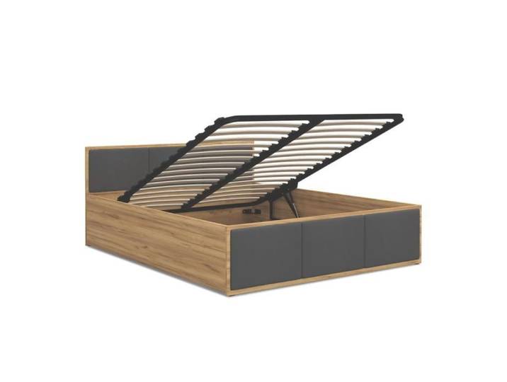 Lit Panama T 120x200 + coffre - Sommier inclus Chêne - gris foncé
