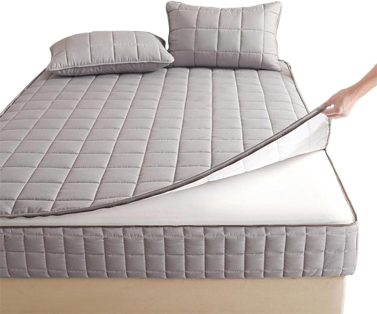 Grijs Matrashoes met rits - Bedbeschermer overtrek - 160 x 200 x 20 cm