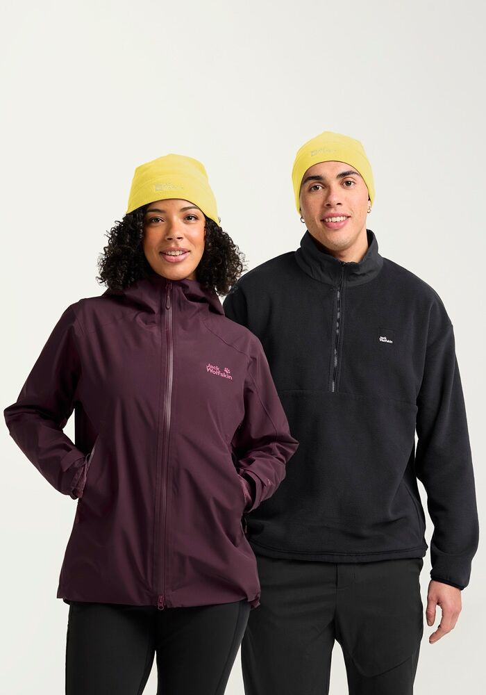 Beanie JACK WOLFSKIN "REAL STUFF BEANIE", Gr. onesize, gelb (lemonice), Polyester, Mützen Beanie lemonice onesize