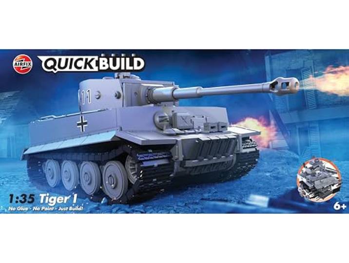 Airfix Aifix QUICKBUILD, J6041 Tiger I Tank Building Kit vanaf 6 jaar, bouwspeelgoed voor meisjes, productie van lijmvrije modellen, kleur