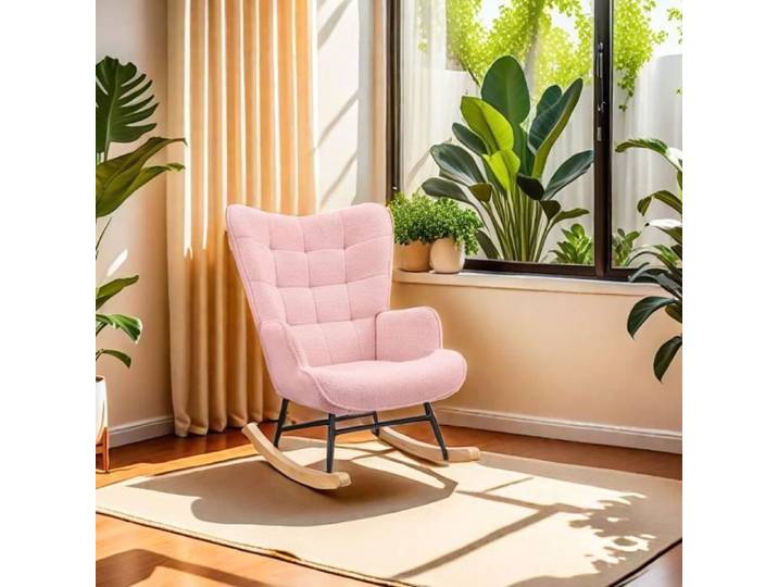 Chaise à bascule rose chaise rembourrée belle chaise décontractée moderne pour salon chambre à coucher