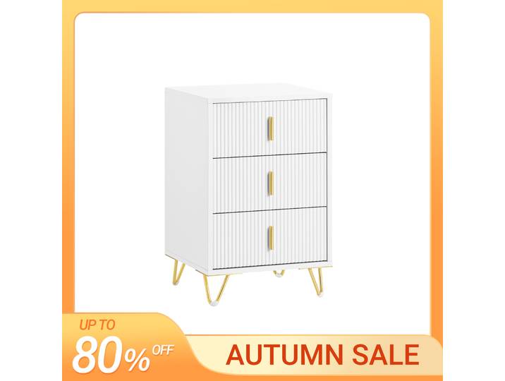 SoBuy FBT115-L Table de chevet à 3 tiroirs pour lit à sommier, table d'appoint, table pour téléphone, armoire de chevet