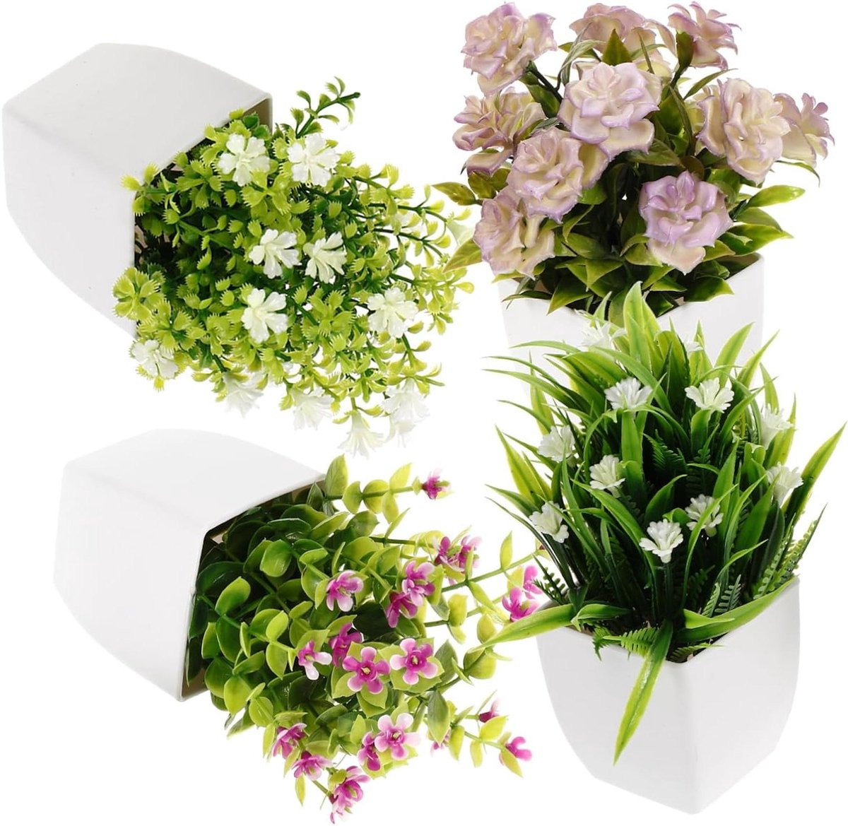 Merkloze Kunstplanten Set met Gemengde Kleuren, 16 cm Hoog
