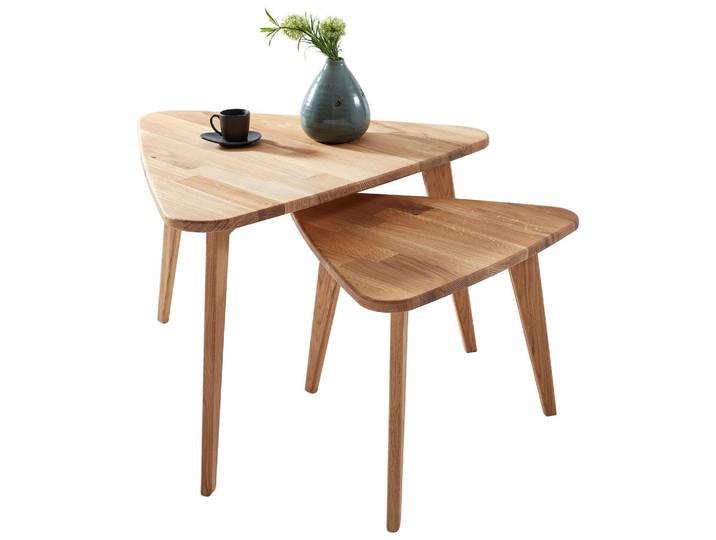 Livetastic Satztisch, Eiche, Holz, 2-teilig, Eiche, massiv, dreieckig, rund, 64x44x70.5 cm, Holzmöbel, Holztische, Beistelltische Holz
