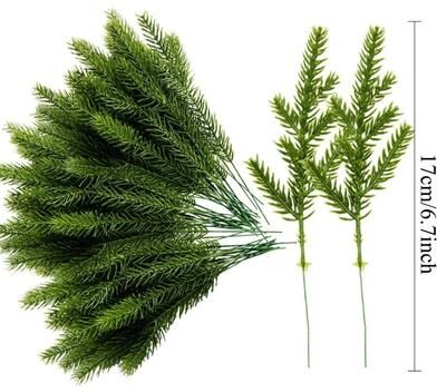 Inspired Living Premium Artificial Pine Branches Set Realistic Fake Pine Stems For Christmas Greenery Decor & DIY Garland Supplies 10pcs b