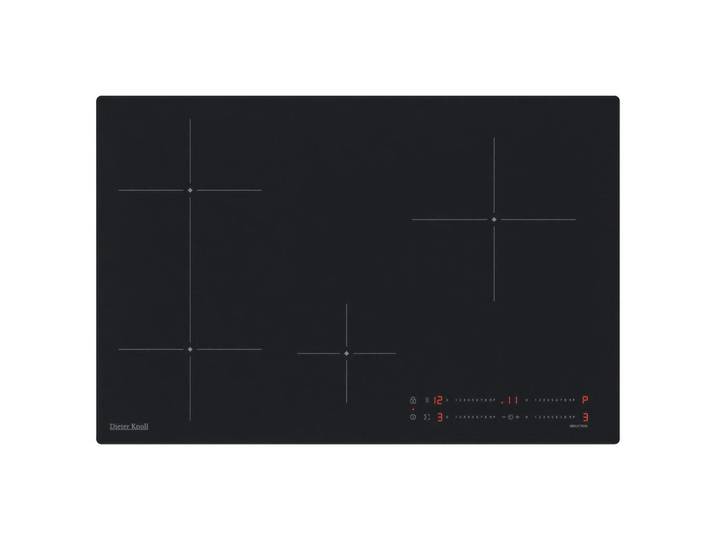 Dieter Knoll Induktionskochfeld, Schwarz, Metall, Glas, 77.7x4.9x51 cm, Kindersicherung, Sicherheitsabschaltung, Bräterzone, Restwärmeanzeige je Kochzone, Topferkennung, Kurzzeitwecker, Ankoch-Elektronik, Pausenfunktion, Brückenfunktion, Timerfunktion, Küchen, Küchenelektrogeräte, Kochfelder