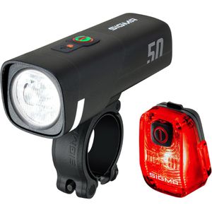 Sigma Fahrradlicht Aura 50 + HIro 10 Set, Front-/ Rücklicht Set, LED, 50 Lux, USB aufladbar