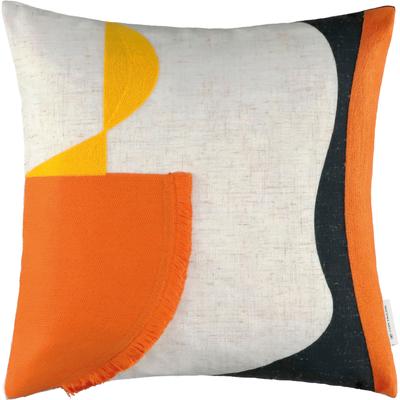 Kissenhülle TOM TAILOR "Summer Shapes" Gr. 1, orange (apricot, orange, pfirsich), B:45cm H:0,5cm L:45cm, Leinen, Leinen, Polyester, Kissenbezüge, Kissenhülle