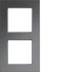 Hager WAD8200ESV Rahmen 2fach senkrecht, A.8, edelstahl matt, Metall gebürstet