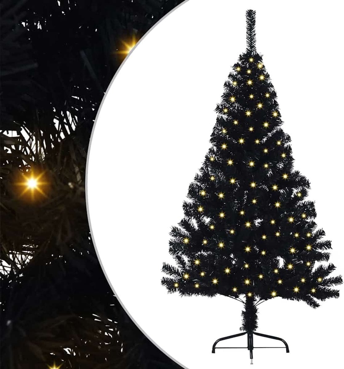 vidaXL Kunststof Kerstboom met 150 LED-lampjes - Zwart - 150 cm