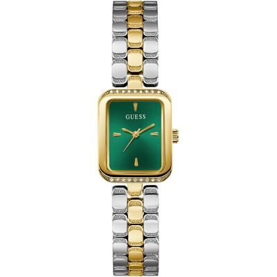 Quarzuhr GUESS "ISLA", silber (silberfarben,goldfarben), Armbanduhren, Damen, Quarzuhr, Armbanduhr, Damenuhr, Edelstahlarmband, analog, Kristallsteine