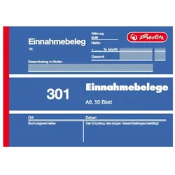 herlitz Formularbuch 'Einnahmebeleg 301', DIN A6, 50 Blatt