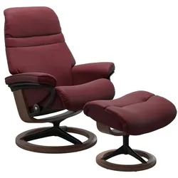 Stressless Sessel mit Hocker Sunrise Signature Leder Rot Batick Bordeaux M (Medium)