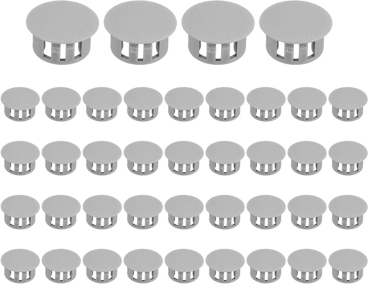 40 stuks Plastic Gatpluggen Grijs - Schroefgat Afdekking voor Meubels met Klikbaar Vergrendelingsontwerp