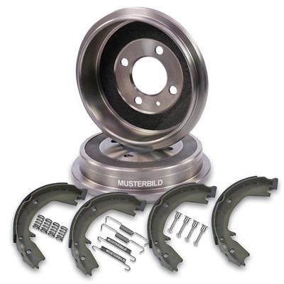 Bestprice 2x Bremstrommel + Bremsbacken + Zubehör [Hersteller-Nr. 10603983] für BMW