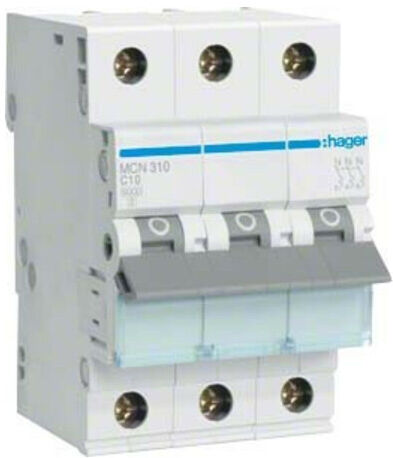 Hager Leitungsschutzschalter 3pol. C-10A, 6kA MCN310)