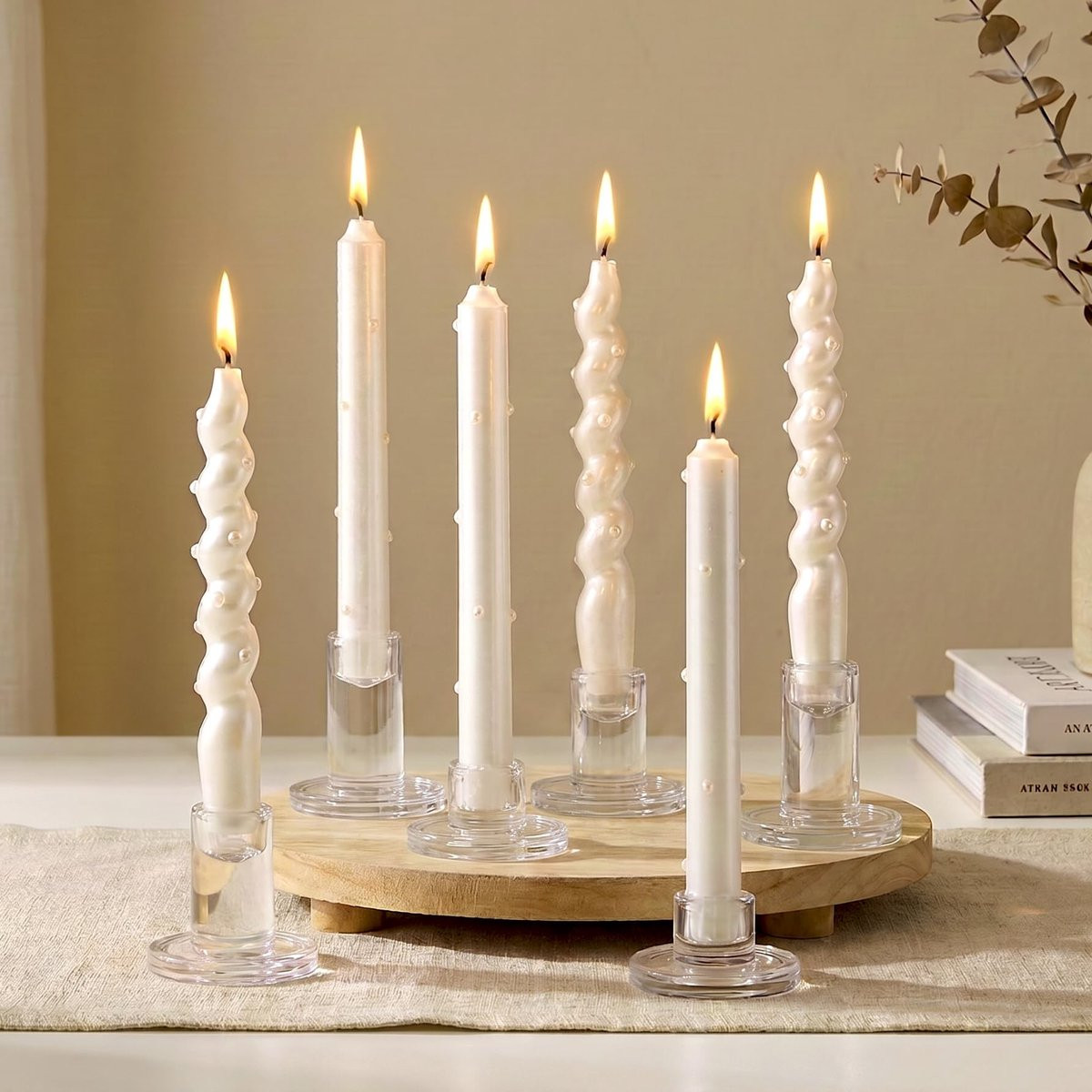 Set van 6 glazen kandelaars voor tafeldecoratie