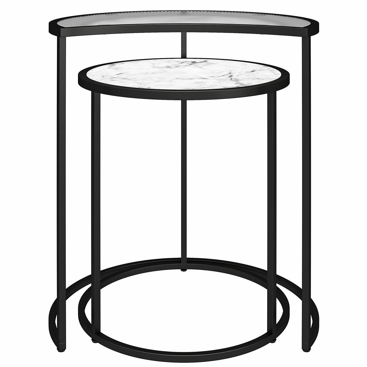 Notio Living Moon Phases Nesting bijzettafels in Wit Marmer look Glas
