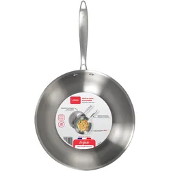Livoo Brigade - Edelstahl-Wok 28 cm, Pfanne + Kochtopf, Silber, Grau