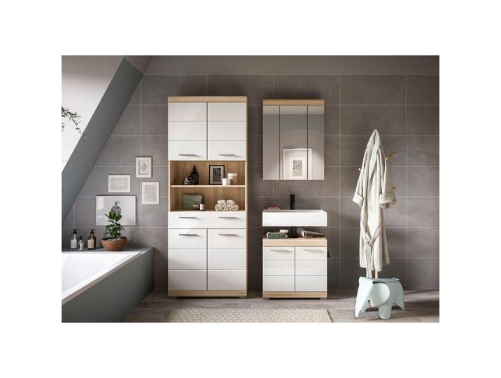 Badezimmer Lambada 3-tlg. ca. 134 cm Eiche/Weiß