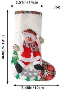 Modern Home Fixes Linen Christmas Gift Stockings, 3D Santa Claus Elk Knitted Hanging, Decorative Stocking Candy Bag For Christmas Party b