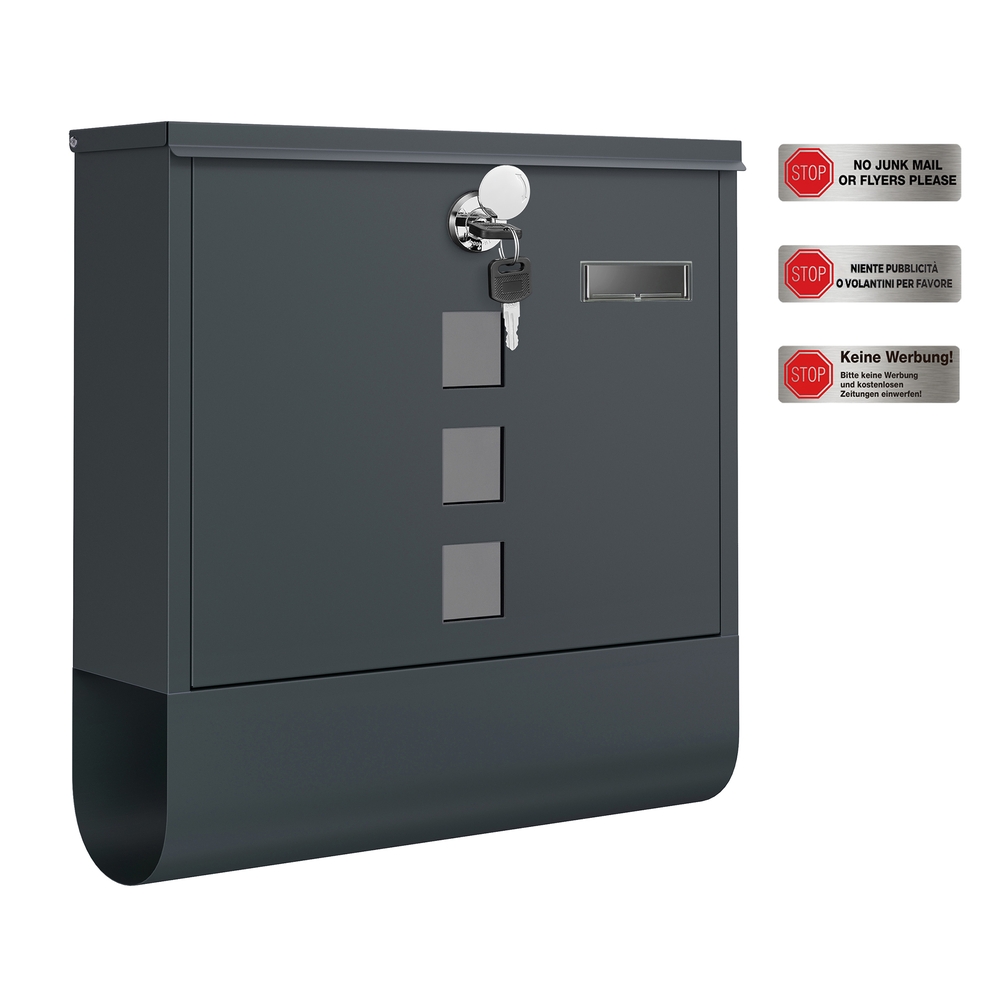 SONGMICS Briefkasten mit Schloss und Zeitungsfach anthrazit GMB120G01