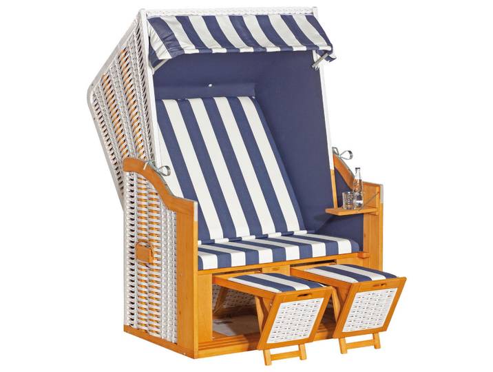 Nouvel Strandkorb, Weiss, Textil, Pinie, 160x120x80 cm, Gartenmöbel, Loungemöbel, Sonneninsel