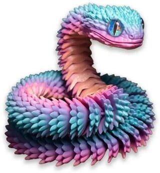 Useful Little Things Articulated 3D Printed Snake Fidget Toy rainbow 118.1 In