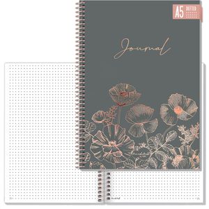 paper&you Notizbuch Spirale Poppy, 7297-4, Karton Softcover, grau, 80 Blatt / 160 Seiten, 100 g/m², dotted, A5
