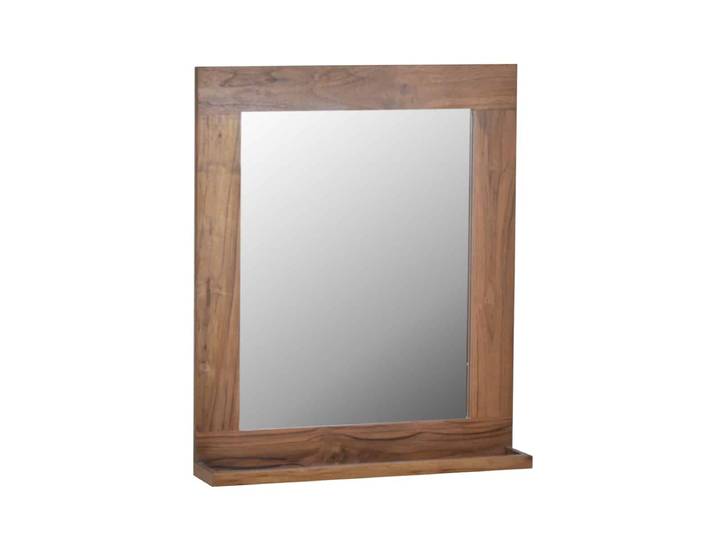 MiaMöbel Bad Spiegel mit Ablage Glas, Massivholz Teak Modern Indien Indisch
