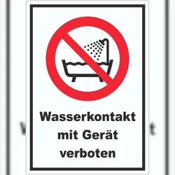 HB-Druck Wasserkontakt mit Gerät verboten Aufkleber A1 (594x841mm)