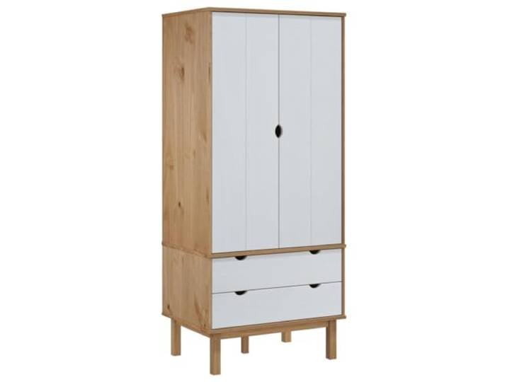 vidaXL Kleiderschrank OTTA Braun&Weiß 76,5x53x172 cm Massivholz Kiefer