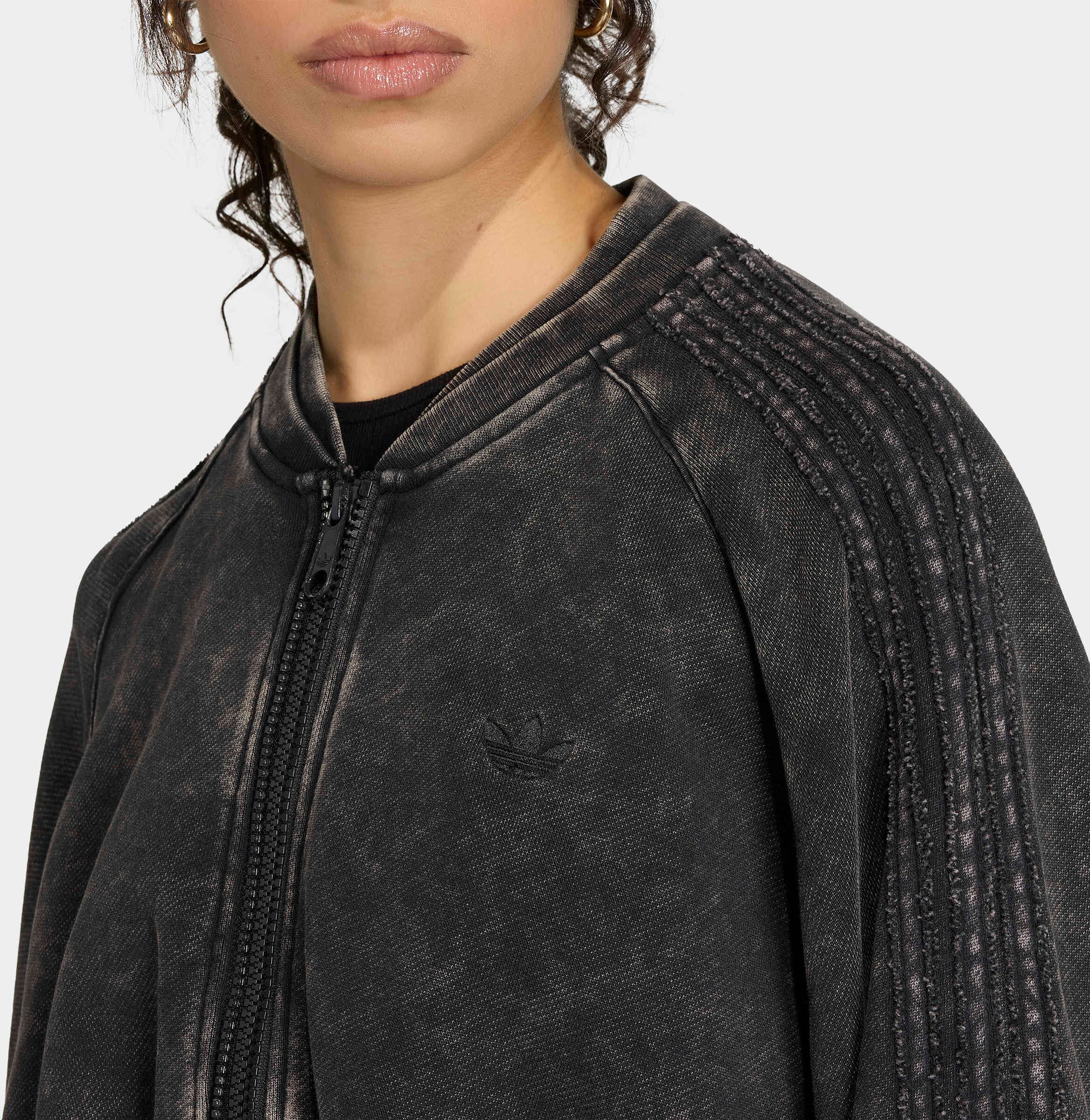 Outdoorjacke ADIDAS ORIGINALS "SST DOUBLE LAYERED CROPPED TRACK", Damen, Gr. XL, schwarz, Obermaterial: 100% Baumwolle, Jacken Outdoorjacke, aus Baumwolle, mit Reissverschluss, sportlicher Stil schwarz XL