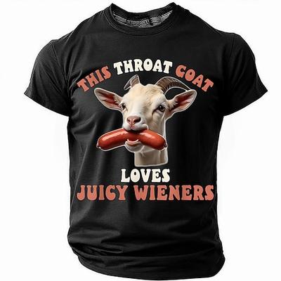 Herren Kurzarm Grafik-T-Shirt - Lustiger Erwachsener Humor Kehle Ziege Saftige Würstchen Design