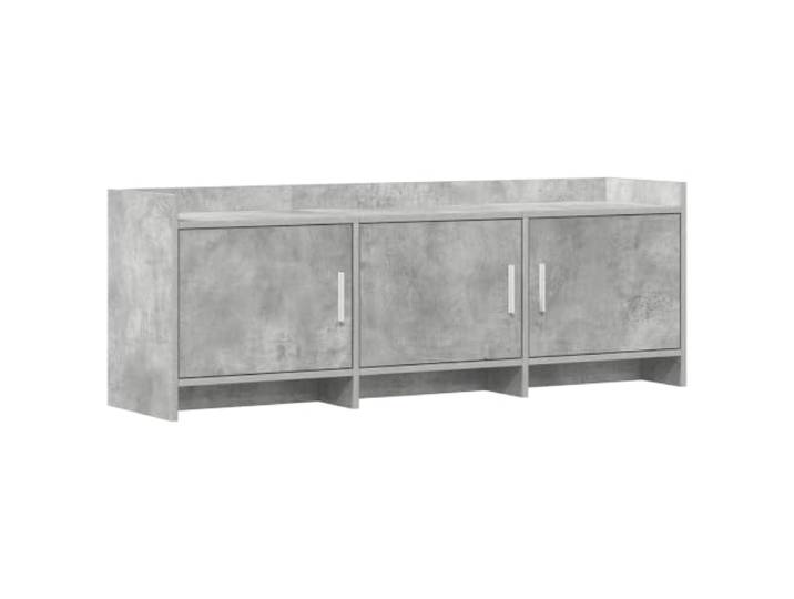 LMTYOENFG TV Lowboard Betongrau 130x33x47 cm TV-Schrank Kompaktes Phonomöbel mit 3 Türen und stabilen Metallgriffen für Fernseher und Mediengeräte im Wohnzimmer.