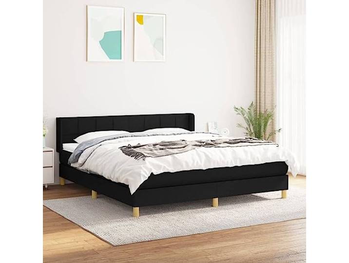 Strapazierfähiger Stoff mit Taschenfederkern höhenverstellbares Kopfteil Boxspringbett mit Matratze 180x200 cm Schwarz Stoff Taschenfederkern Topper Höhenverstellbares Kopfteil