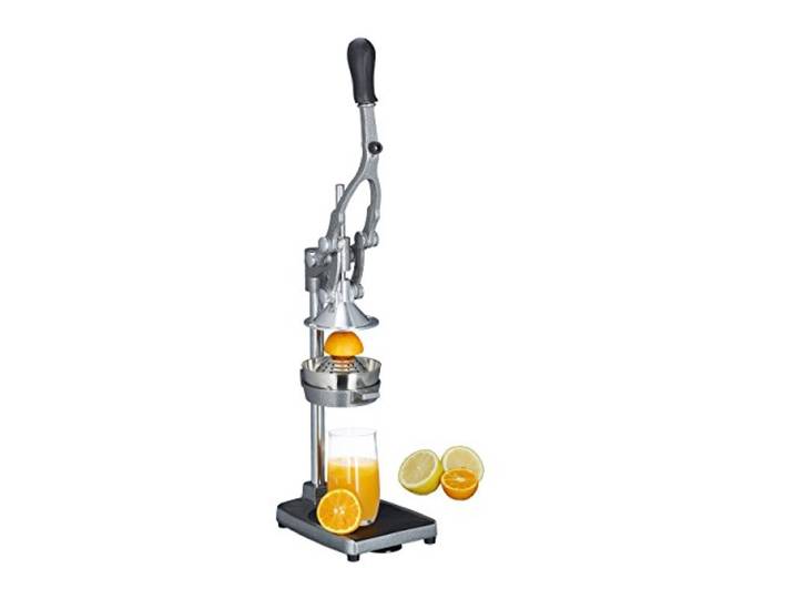 Relaxdays Profi Saftpresse manuell 3in1 Pommesschneider, Apfelschneider, Orangenpresse HBT: 47,5x17,5x40,5 cm, Edelstahl