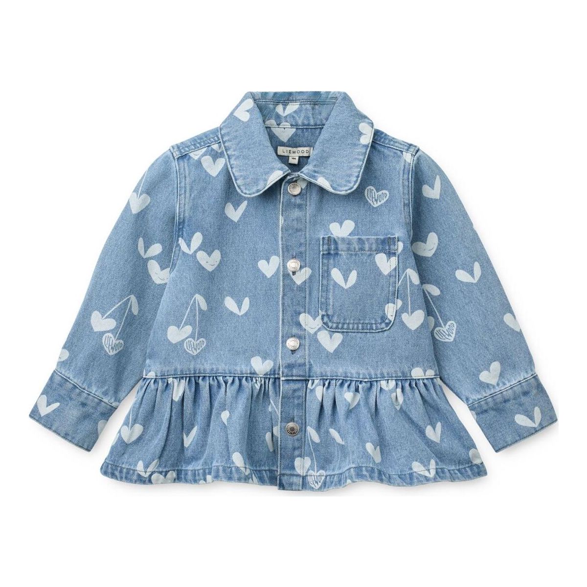Liewood Kenza Printed Denim Overshirt sweethearts / light blue denim (2667) 98 LW20630-2667-98-CU