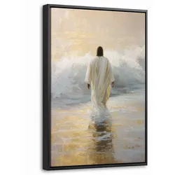 LEINWAND Bilder mit Rahmen - Gemälde - Welle - Jesus - Abstrakt - 20x30
