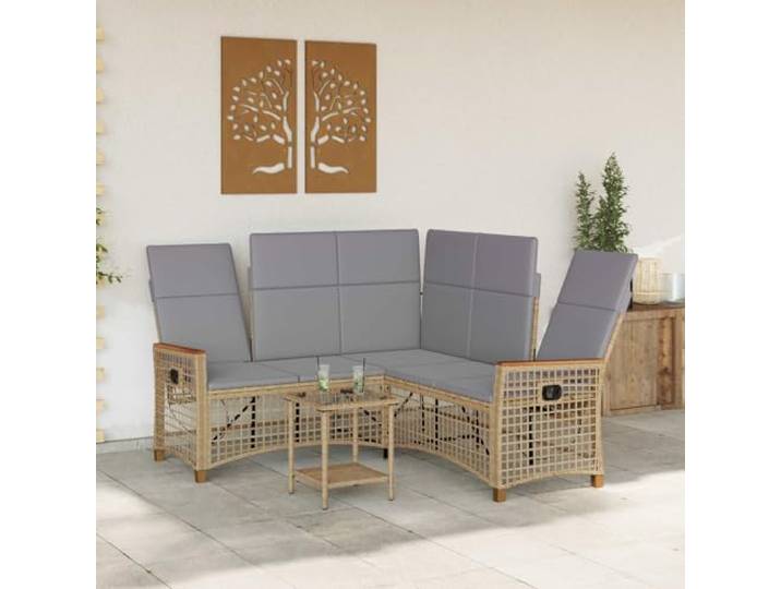 KTHLBRH Loungesofa-Set für den Garten, Beige und Hellgrau Modernes Design, Silhouette Sleek, für Terrasse und Garten, Entspannung im Freien