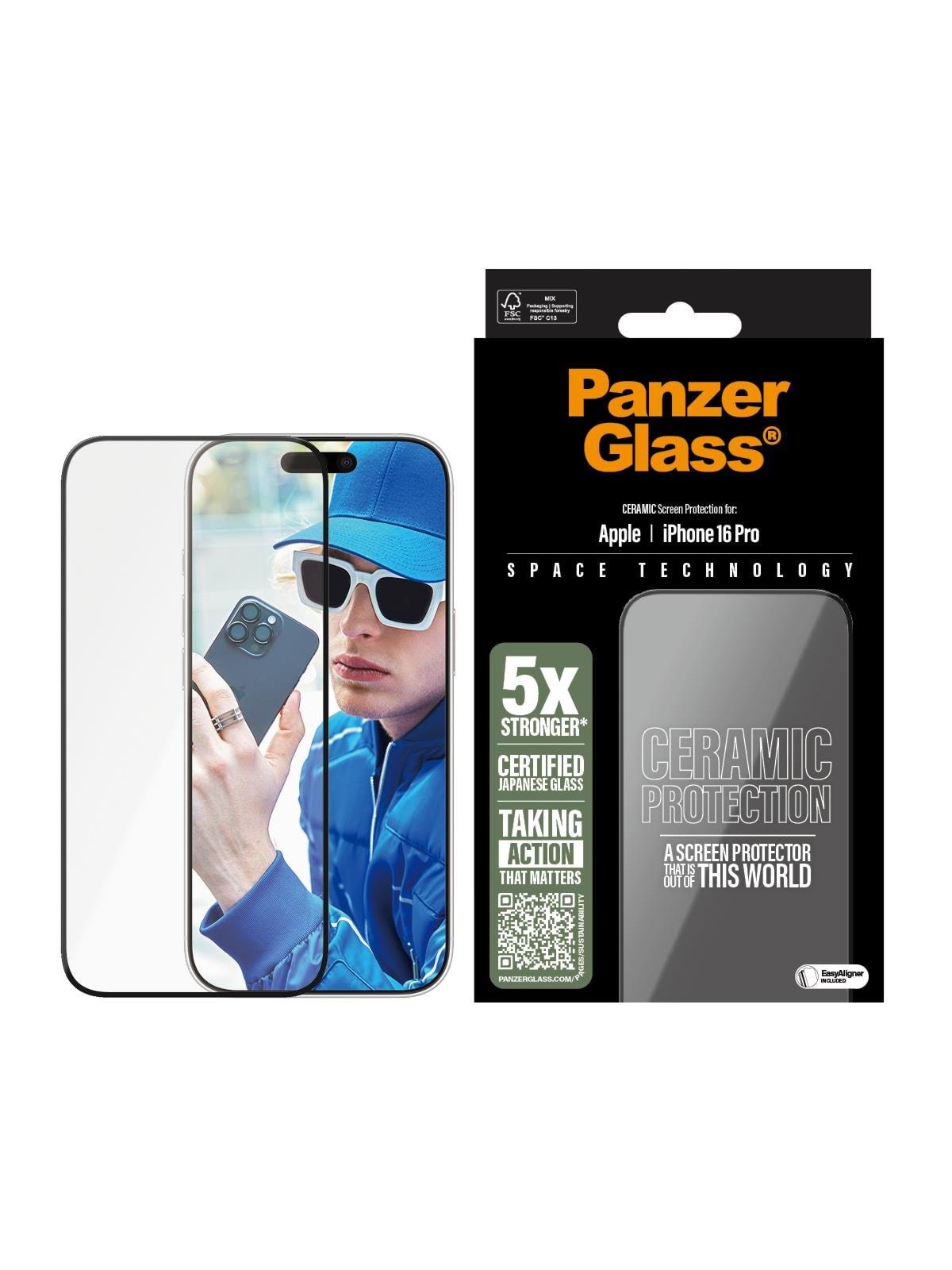 PanzerGlass Ceramic Screen Protector iPhone 16 Pro | Ultra-Wide Fit
