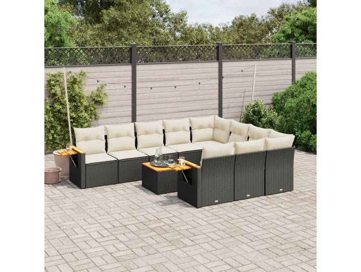 vidaXL Patio Sofa Set 10-Sitzer Black and Cream