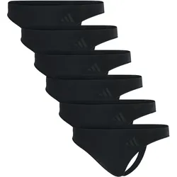 adidas Damen Strings, 6er Pack - Sport Active Seamless, Thongs, Unterwäsche, Logo, einfarbig Schwarz / M