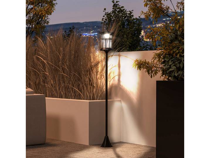 Outsunny Lampadaire Solaire LED Extérieur Noir
