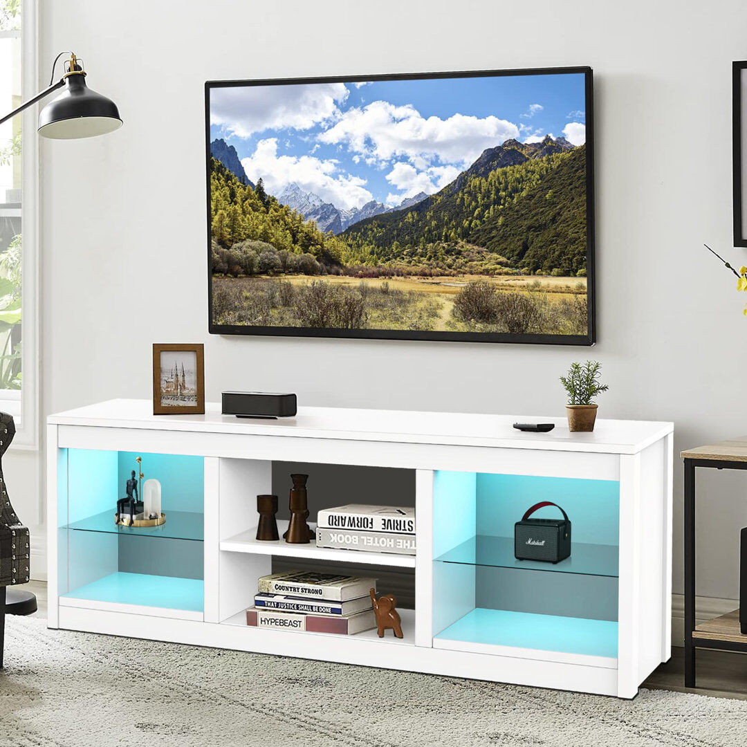 Ivy Bronx Modern Detachable Fireplace TV Stand, RGB, Black or White, 168x40x56cm, MDF & Metal, Living Room White 75"
