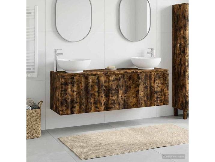 vidaXL Badezimmerschrank-Set 3 stk. Geräucherte Eiche
